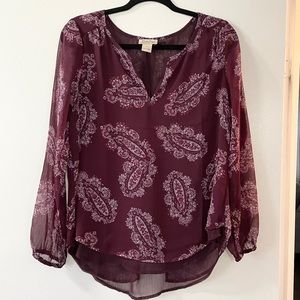 Lucky Brand Chiffon Paisley Print Blouse (NWOT)
